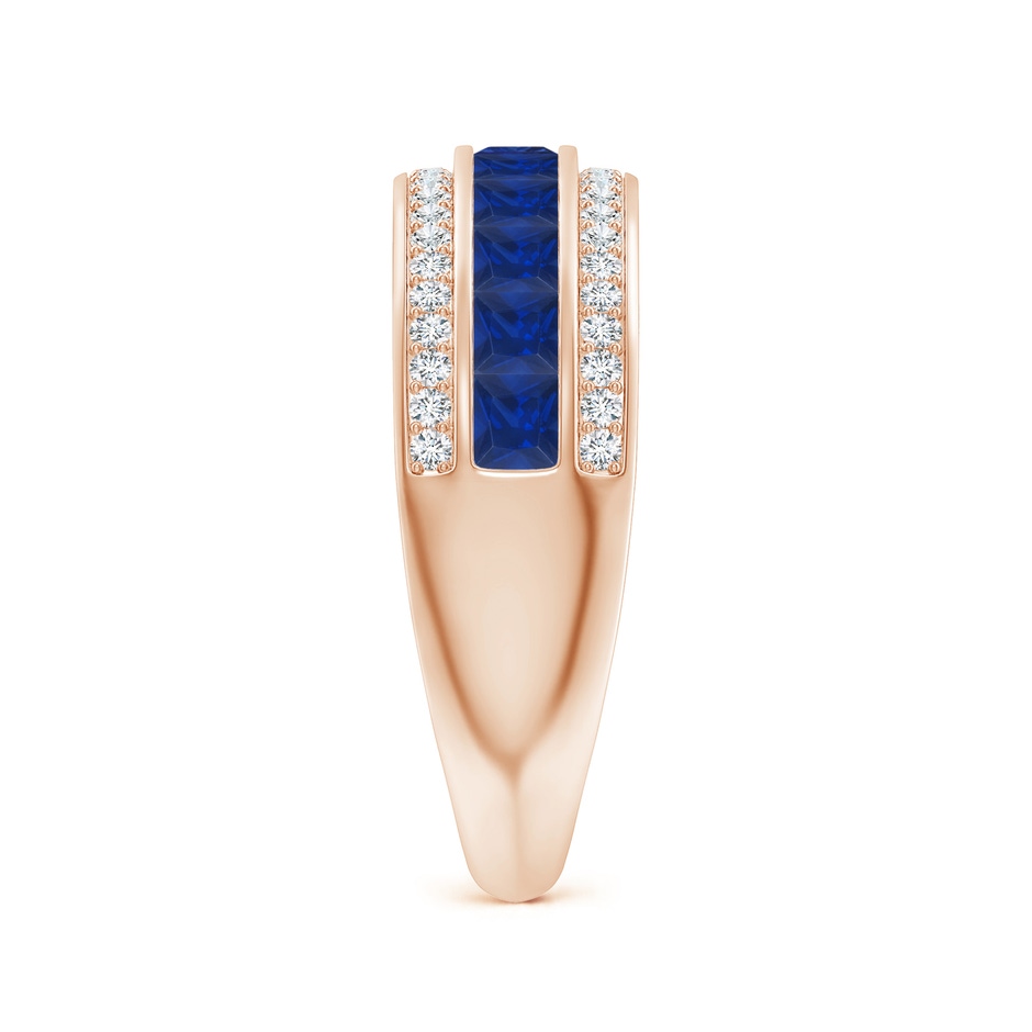 2.5mm AAA Channel-Set Square Sapphire and Diamond Half Eternity Band in Rose Gold side-2