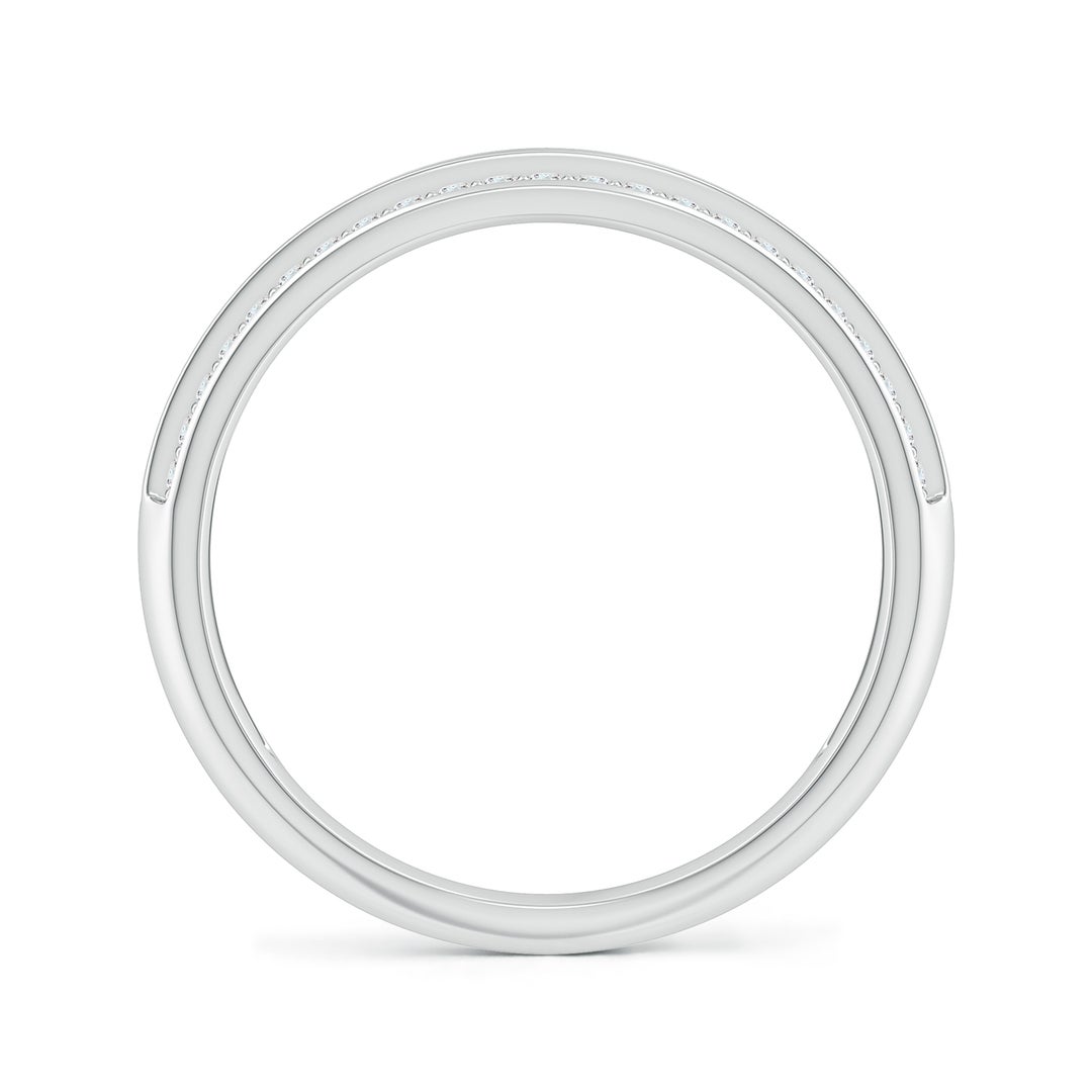 2.5mm AAA Channel-Set Square Sapphire and Diamond Half Eternity Band in White Gold - side 3