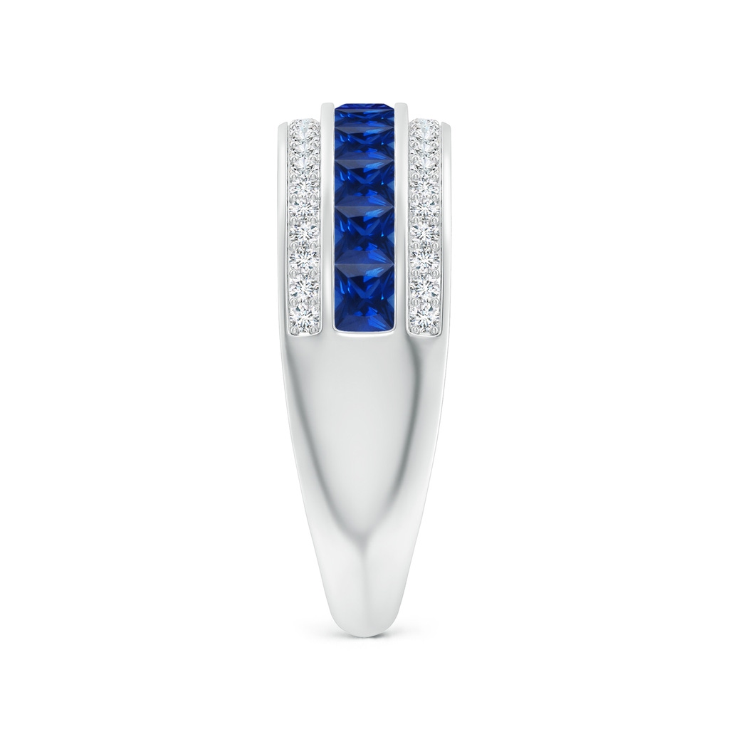 2.5mm AAAA Channel-Set Square Sapphire and Diamond Half Eternity Band in P950 Platinum Side-2