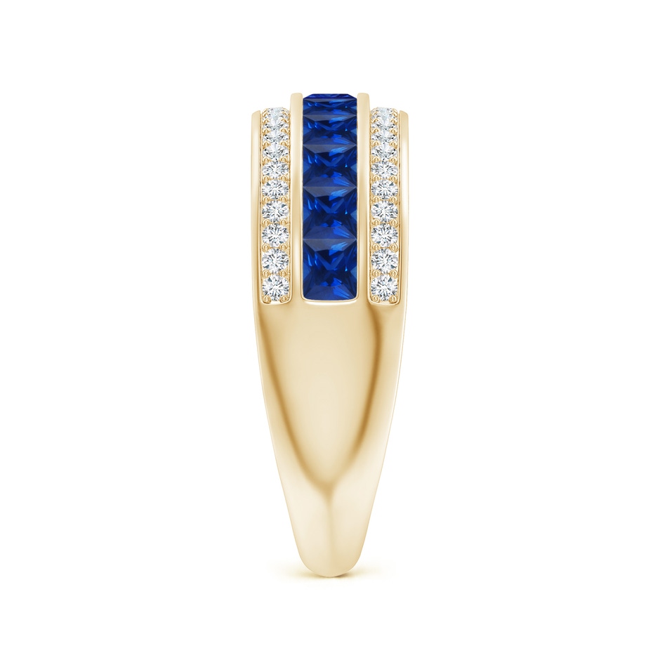 2.5mm AAAA Channel-Set Square Sapphire and Diamond Half Eternity Band in Yellow Gold side-2