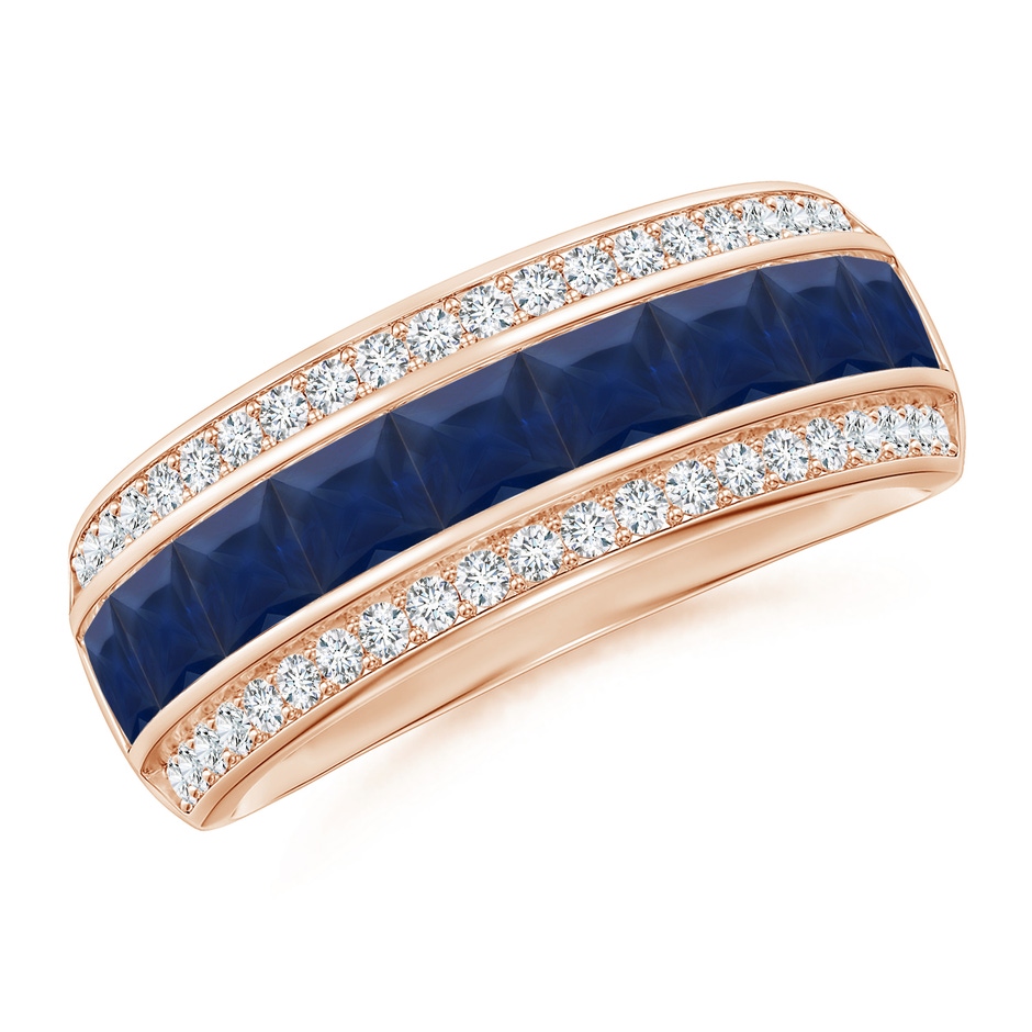 3mm A Channel-Set Square Sapphire and Diamond Half Eternity Band in Rose Gold 