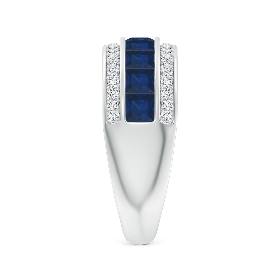 3mm AA Channel-Set Square Sapphire and Diamond Half Eternity Band in P950 Platinum side-2