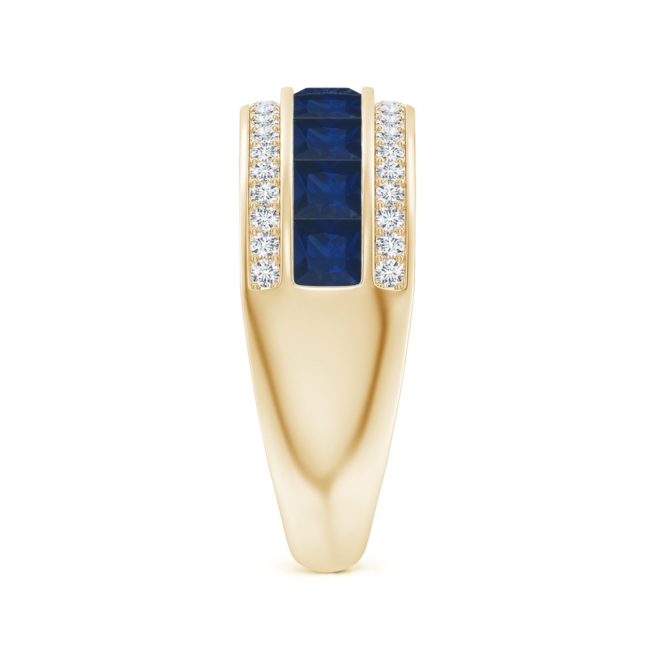 3mm AA Channel-Set Square Sapphire and Diamond Half Eternity Band in Yellow Gold side-2