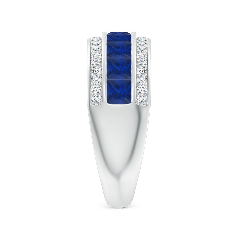 3mm AAA Channel-Set Square Sapphire and Diamond Half Eternity Band in White Gold side-2