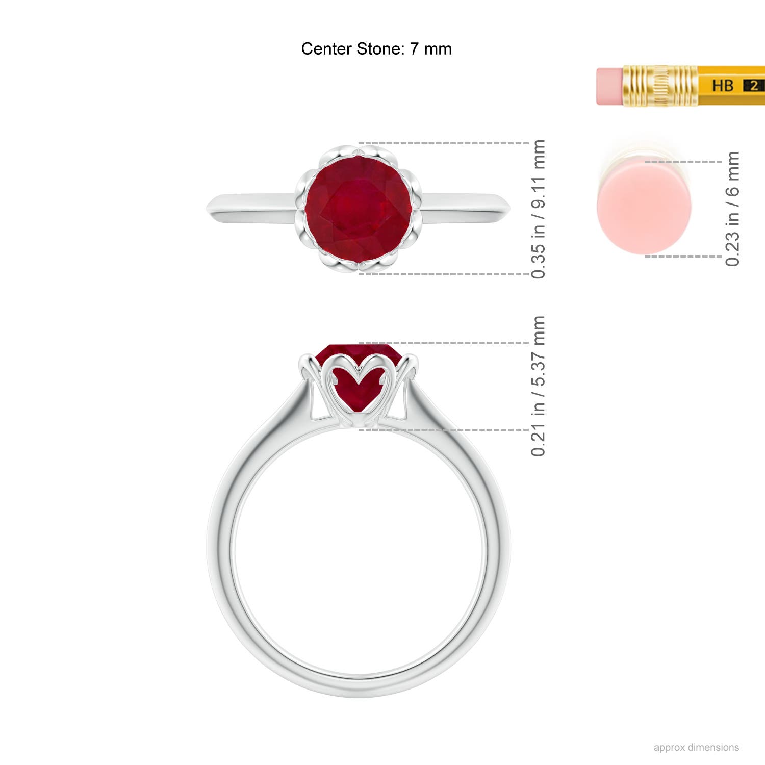 AA - Ruby / 1.4 CT / 14 KT White Gold