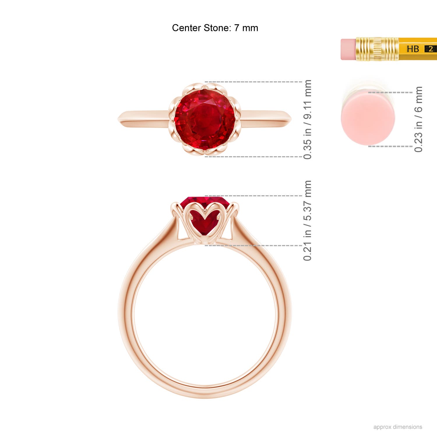 AAA - Ruby / 1.4 CT / 14 KT Rose Gold