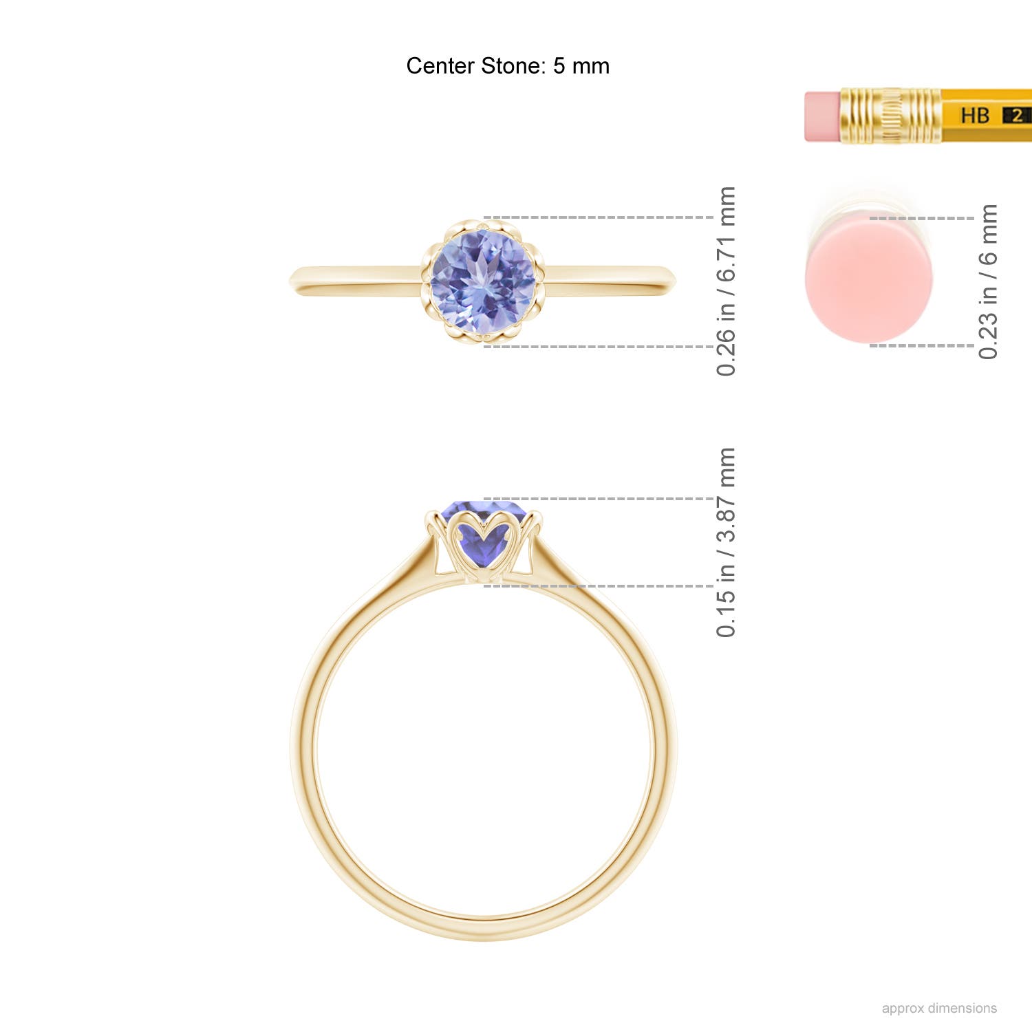 AA - Tanzanite / 0.5 CT / 14 KT Yellow Gold