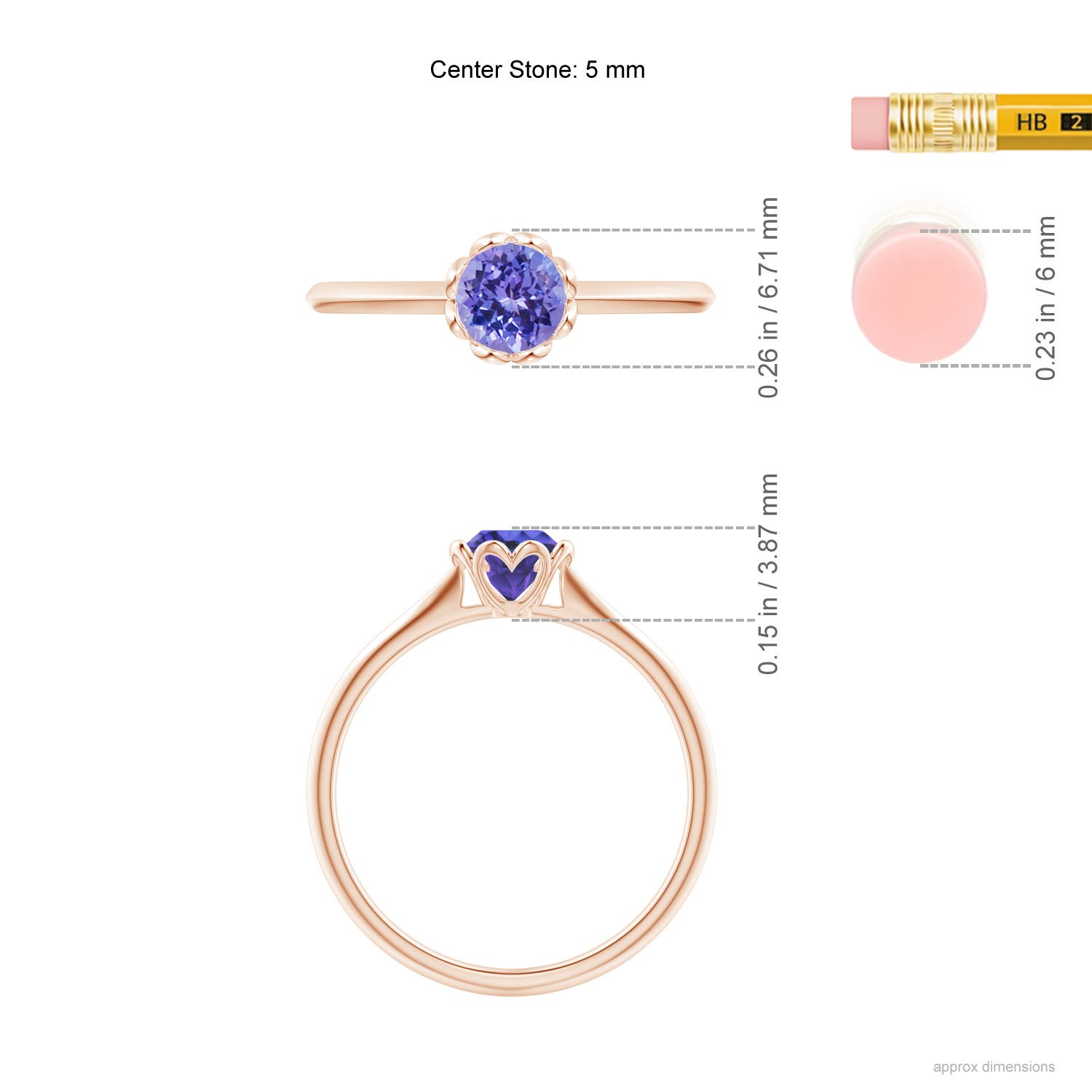 AAA - Tanzanite / 0.5 CT / 14 KT Rose Gold