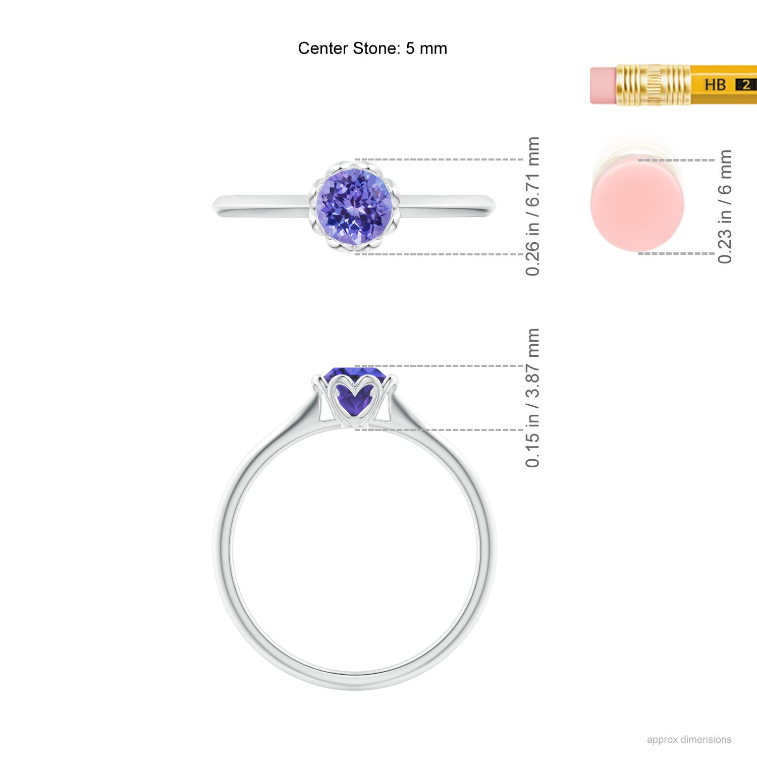 AAA - Tanzanite / 0.5 CT / 14 KT White Gold