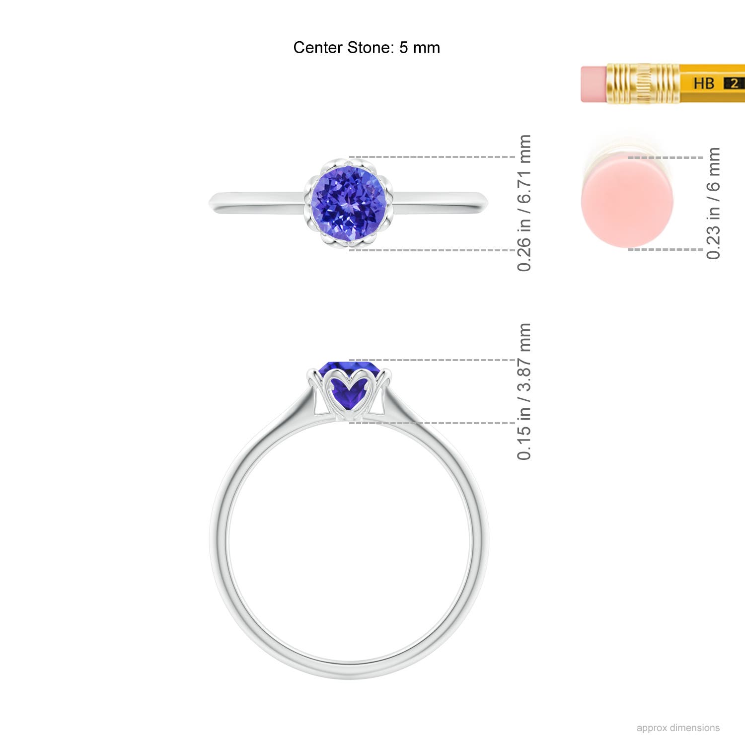 AAAA - Tanzanite / 0.5 CT / 14 KT White Gold