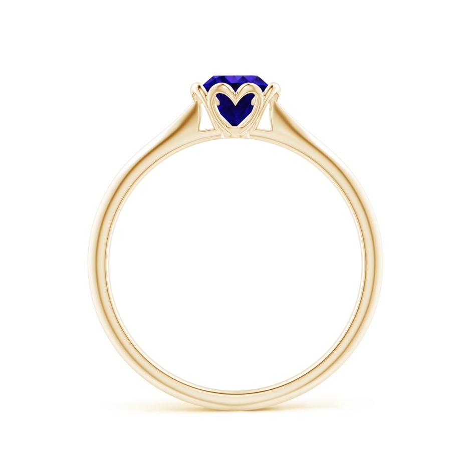 5mm AAAA Classic Bezel-Set Round Tanzanite Floral Engagement Ring in Yellow Gold side 1