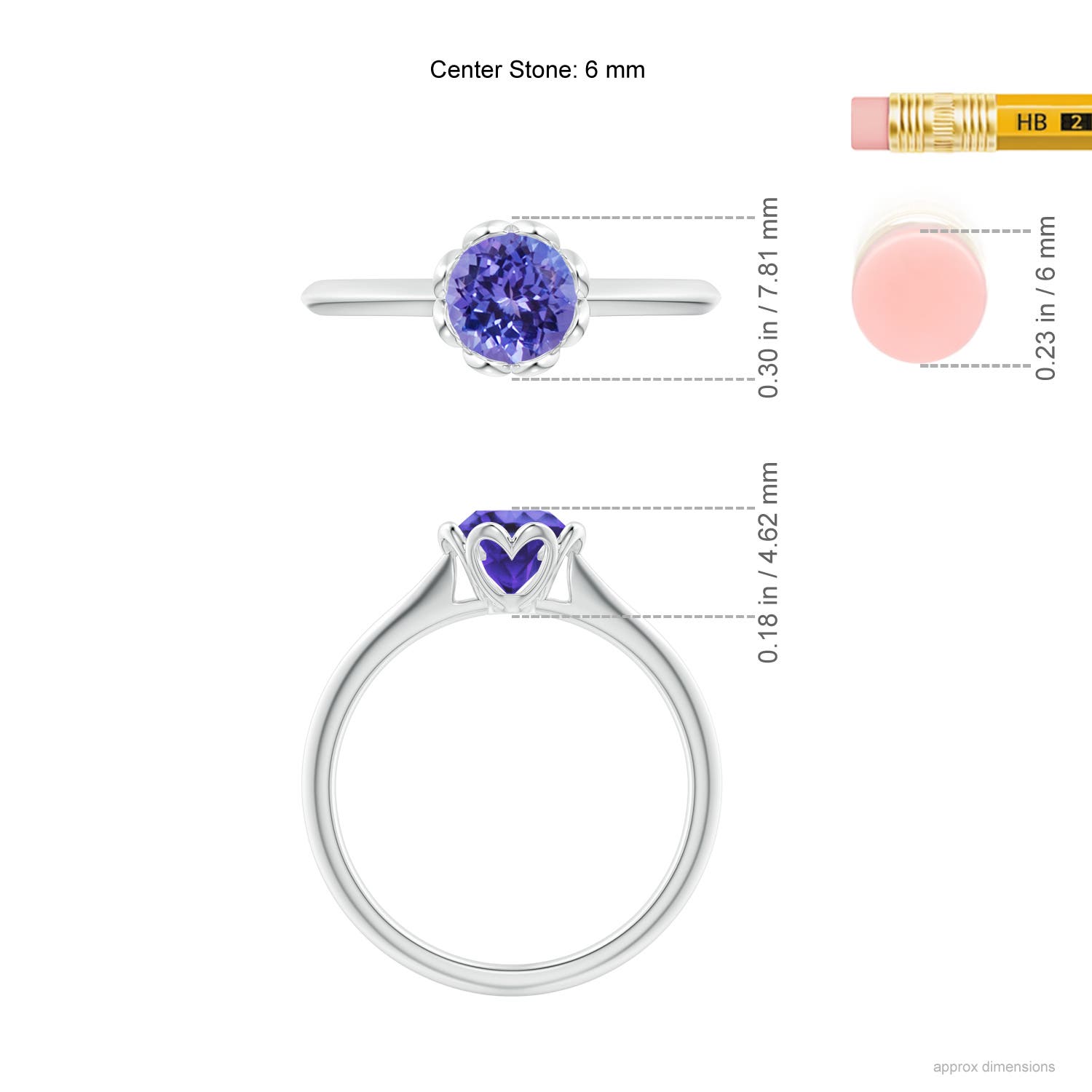 AA - Tanzanite / 0.9 CT / 14 KT White Gold