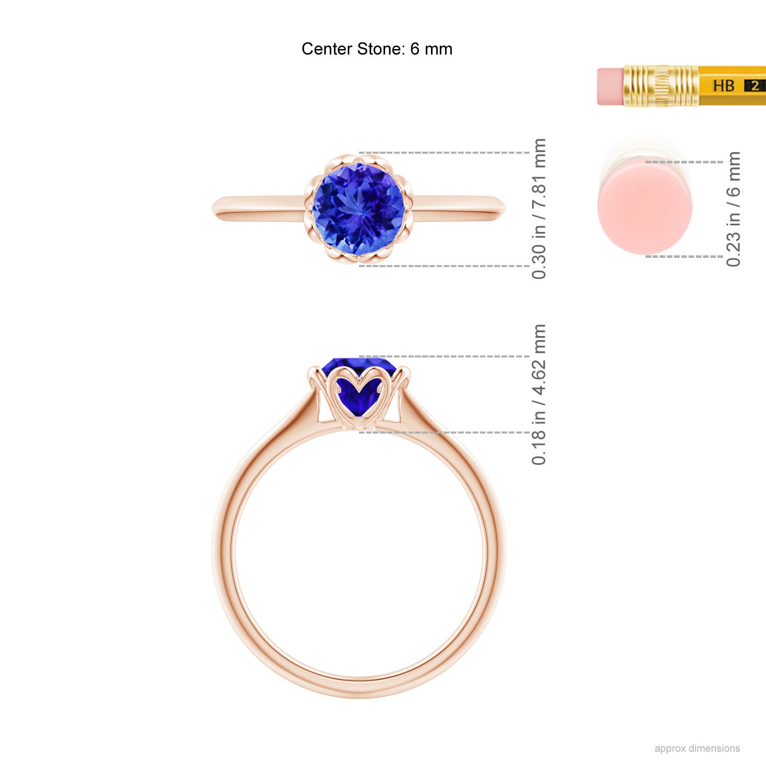 AAA - Tanzanite / 0.9 CT / 14 KT Rose Gold