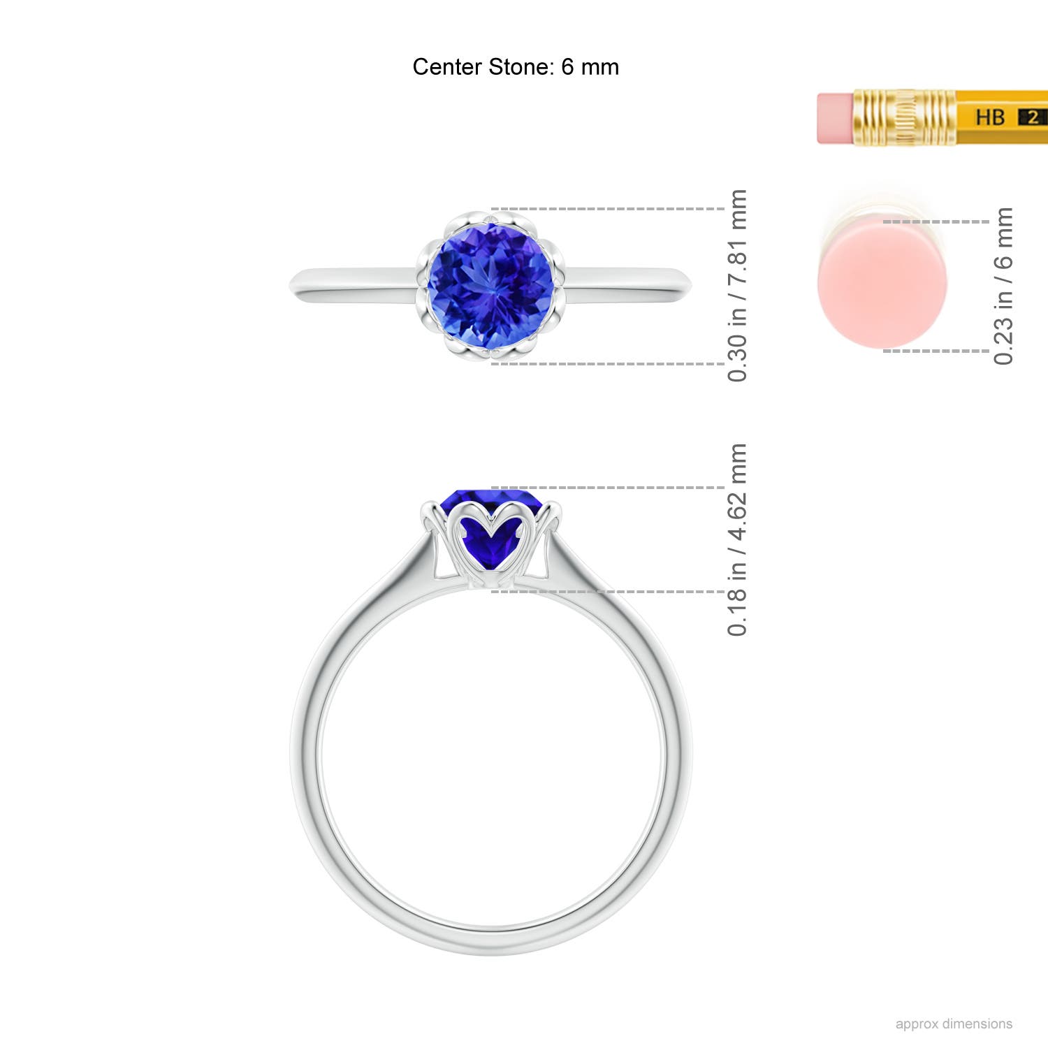 AAA - Tanzanite / 0.9 CT / 14 KT White Gold