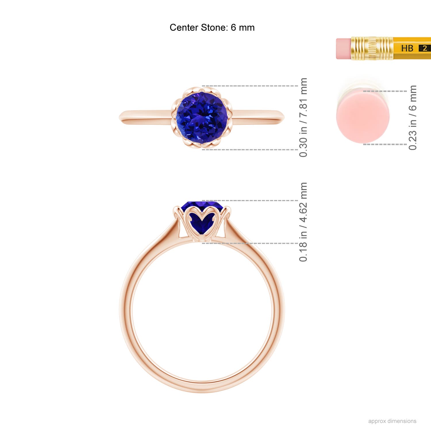 AAAA - Tanzanite / 0.9 CT / 14 KT Rose Gold