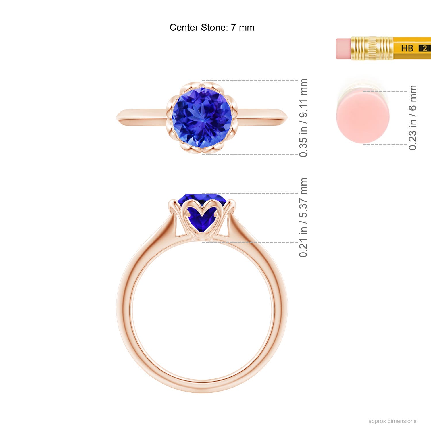 AAA - Tanzanite / 1.45 CT / 14 KT Rose Gold