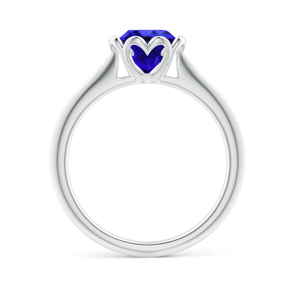 7mm AAA Classic Bezel-Set Round Tanzanite Floral Engagement Ring in White Gold side 1