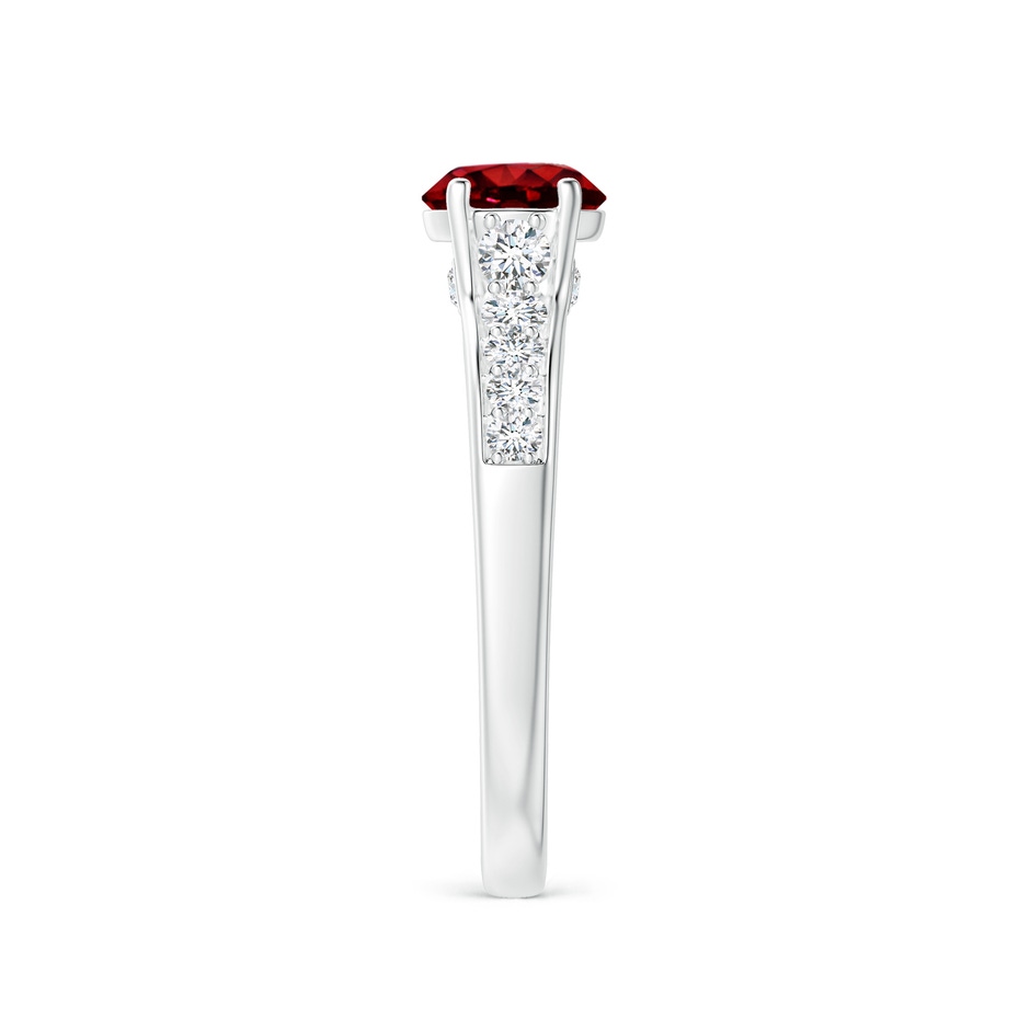 6mm Lab-Grown Round Ruby Tapered Shank Solitaire Engagement Ring in White Gold side 2