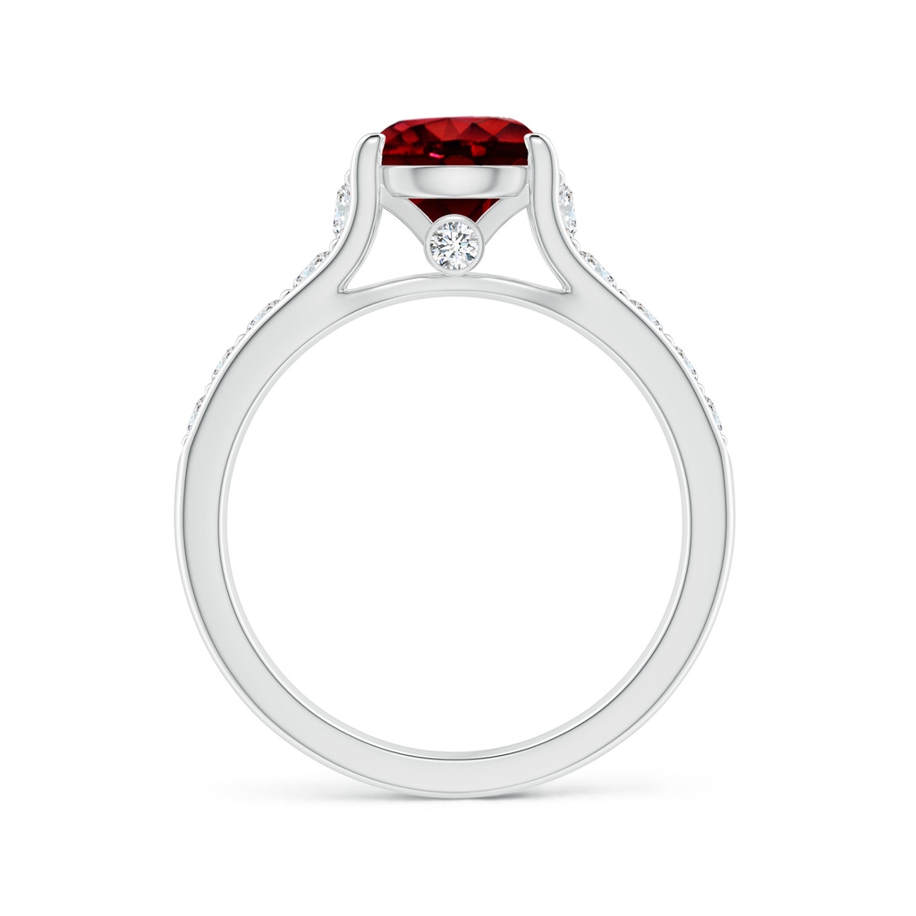 7mm Lab-Grown Round Ruby Tapered Shank Solitaire Engagement Ring in White Gold - side 1