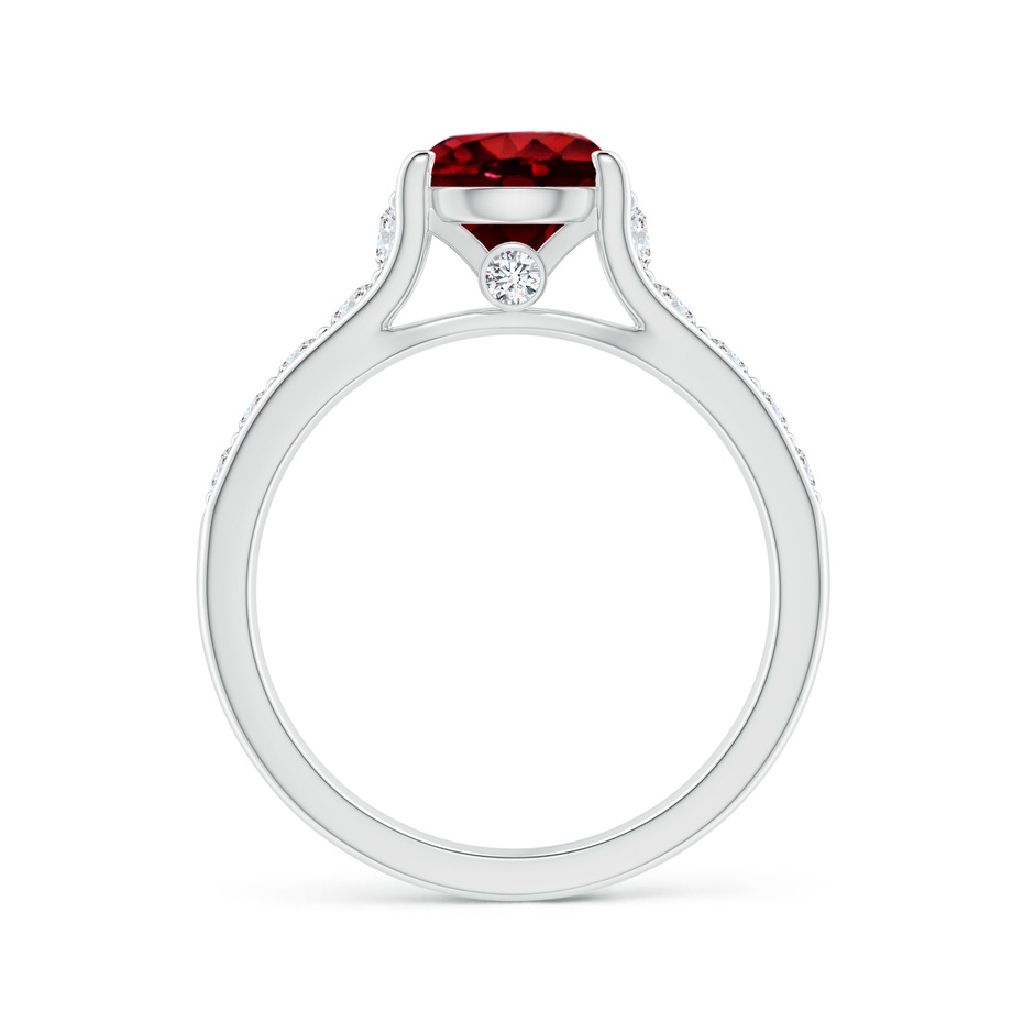 7mm Lab-Grown Round Ruby Tapered Shank Solitaire Engagement Ring in White Gold side 1