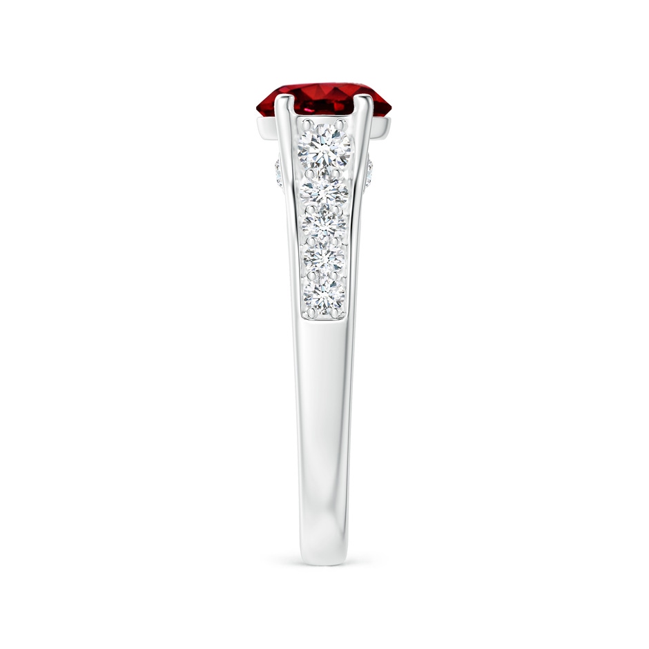 7mm Lab-Grown Round Ruby Tapered Shank Solitaire Engagement Ring in White Gold side 2