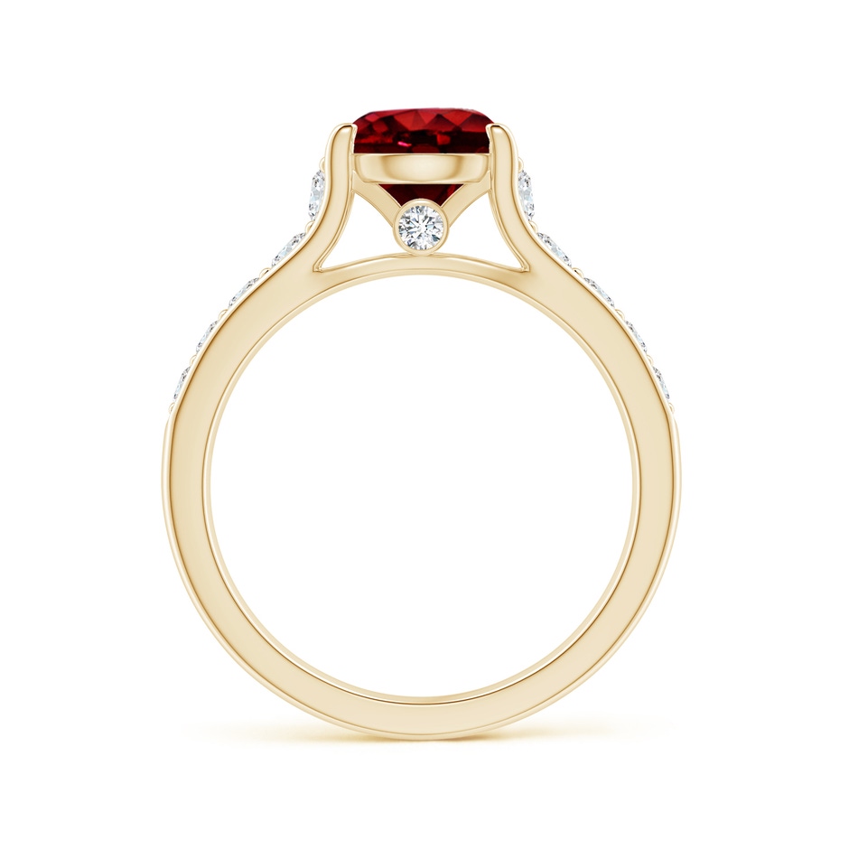 7mm Lab-Grown Round Ruby Tapered Shank Solitaire Engagement Ring in Yellow Gold side 1