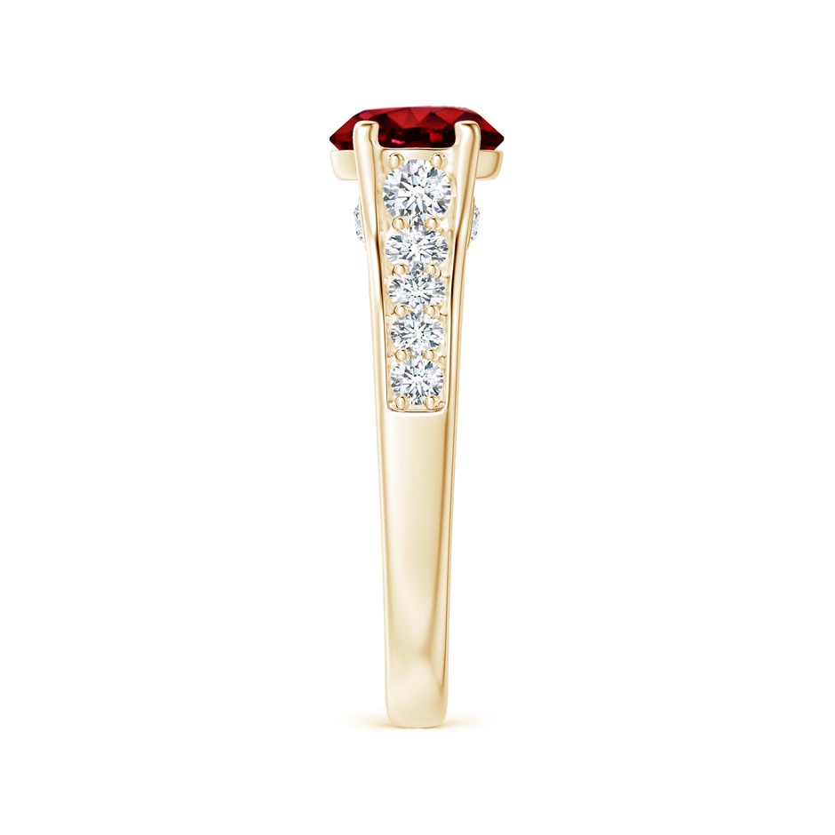 7mm Lab-Grown Round Ruby Tapered Shank Solitaire Engagement Ring in Yellow Gold side 2