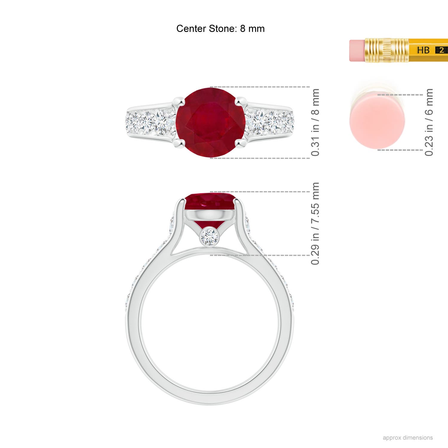 AA - Ruby / 2.8 CT / 14 KT White Gold