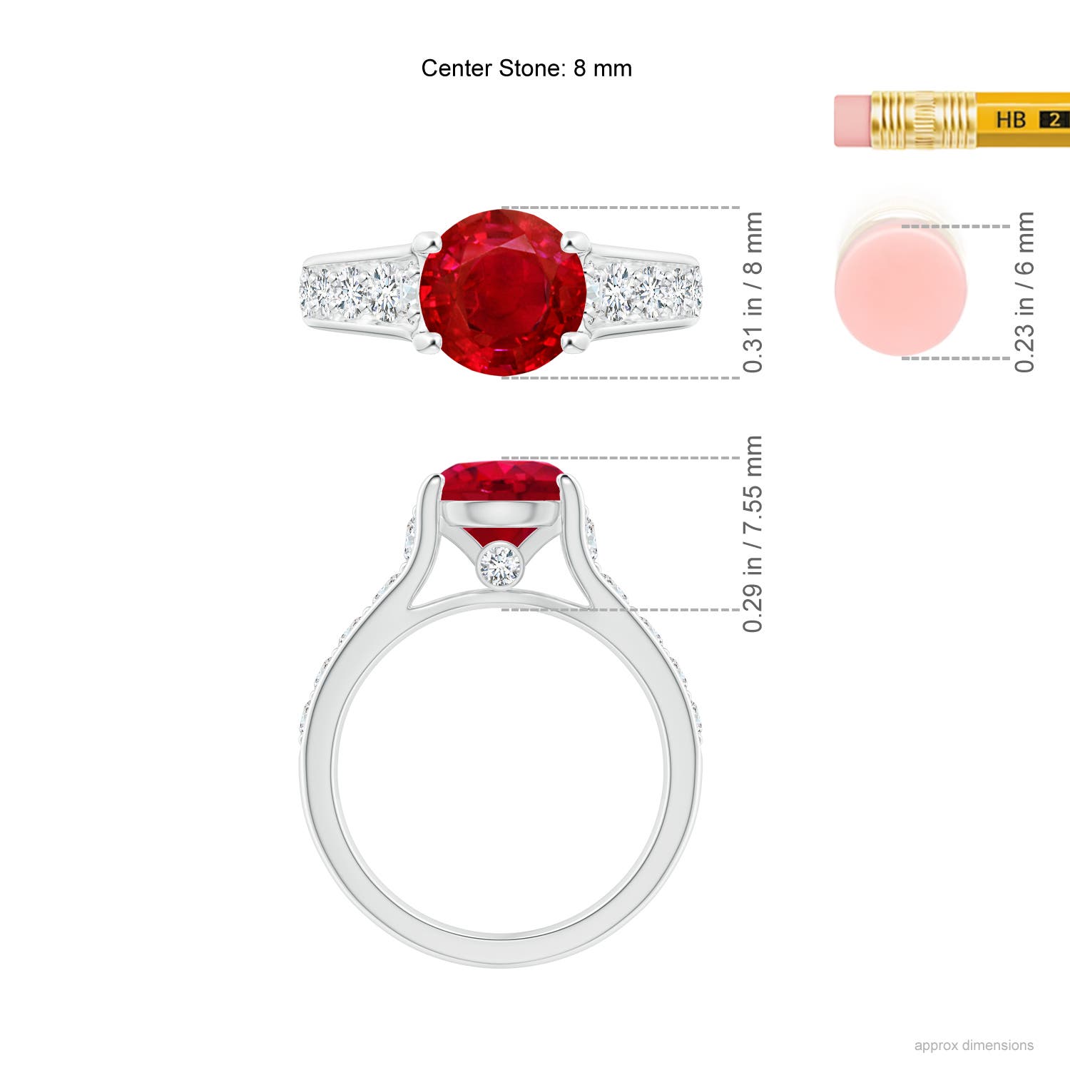 AAA - Ruby / 2.8 CT / 14 KT White Gold