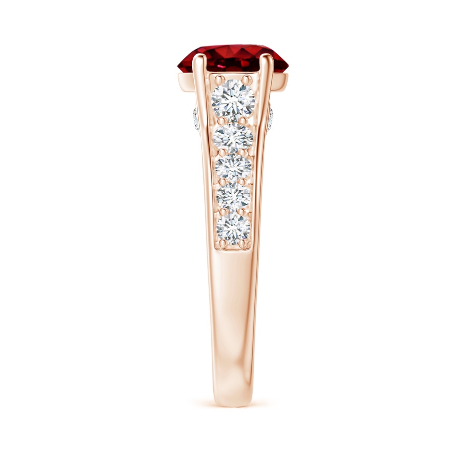 8mm Lab-Grown Round Ruby Tapered Shank Solitaire Engagement Ring in Rose Gold side 2