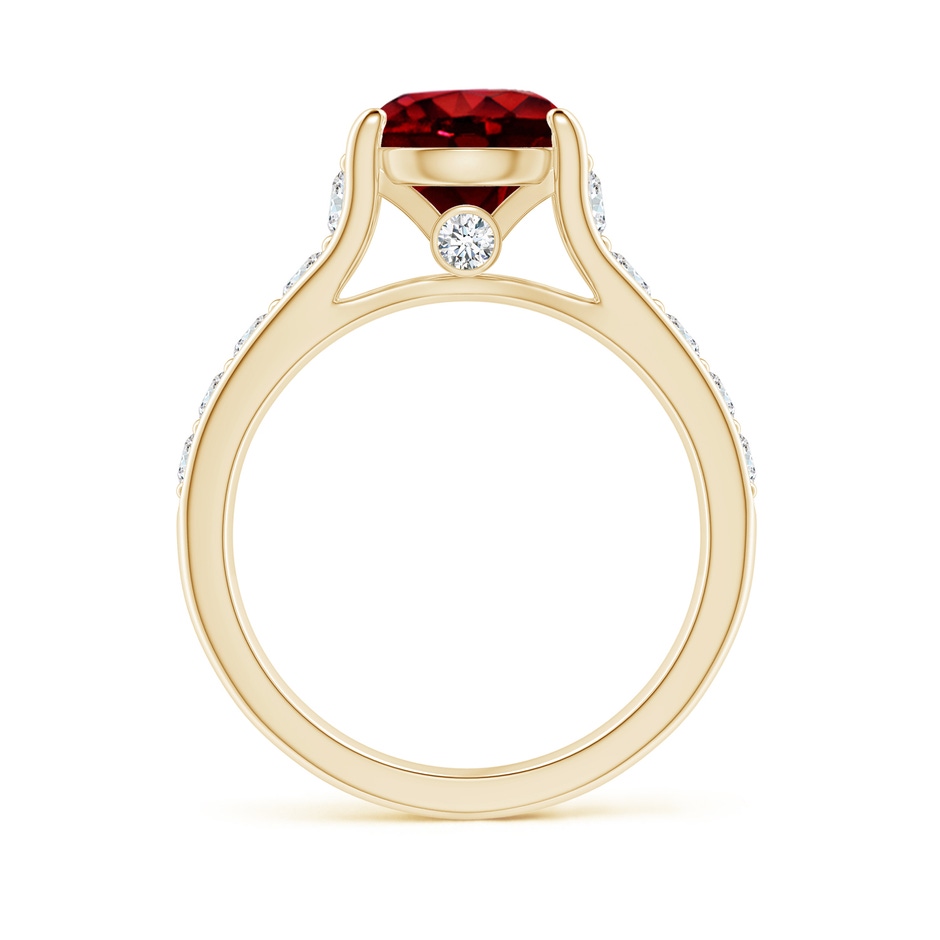 8mm Lab-Grown Round Ruby Tapered Shank Solitaire Engagement Ring in Yellow Gold side 1