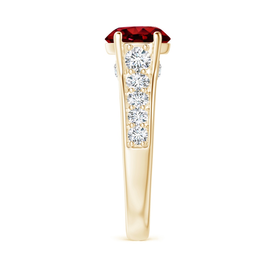 8mm Lab-Grown Round Ruby Tapered Shank Solitaire Engagement Ring in Yellow Gold side 2
