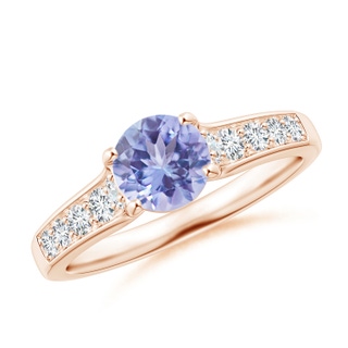 6mm A Round Tanzanite Tapered Shank Solitaire Engagement Ring in Rose Gold