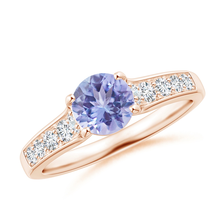 6mm A Round Tanzanite Tapered Shank Solitaire Engagement Ring in Rose Gold 