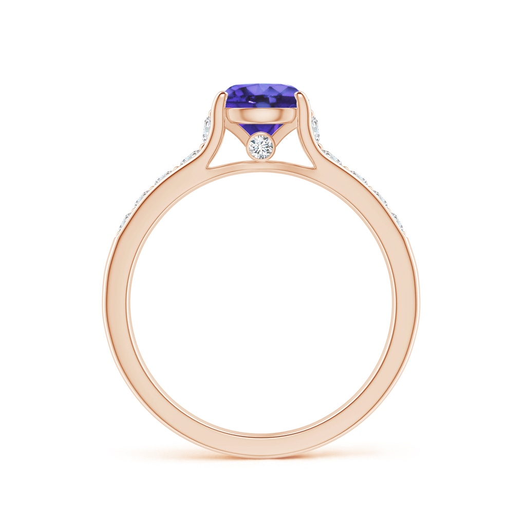 6mm AA Round Tanzanite Tapered Shank Solitaire Engagement Ring in Rose Gold Side 1