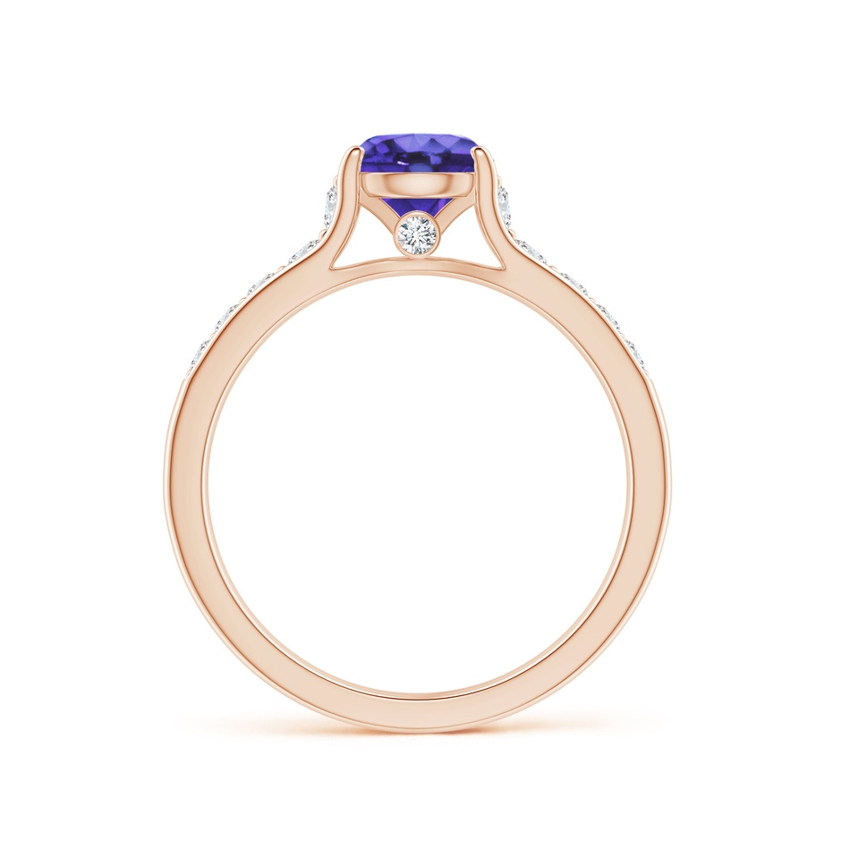 6mm AA Round Tanzanite Tapered Shank Solitaire Engagement Ring in Rose Gold side 1