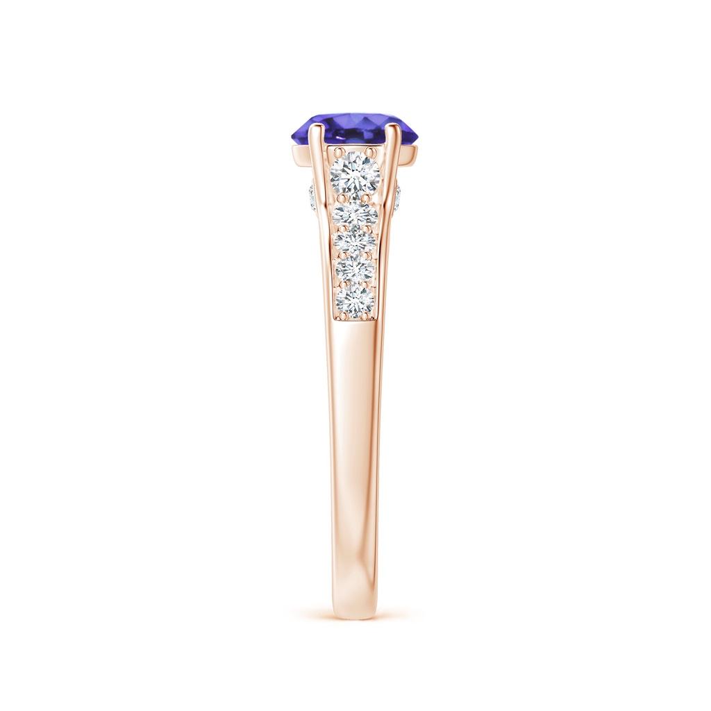 6mm AA Round Tanzanite Tapered Shank Solitaire Engagement Ring in Rose Gold Side 2