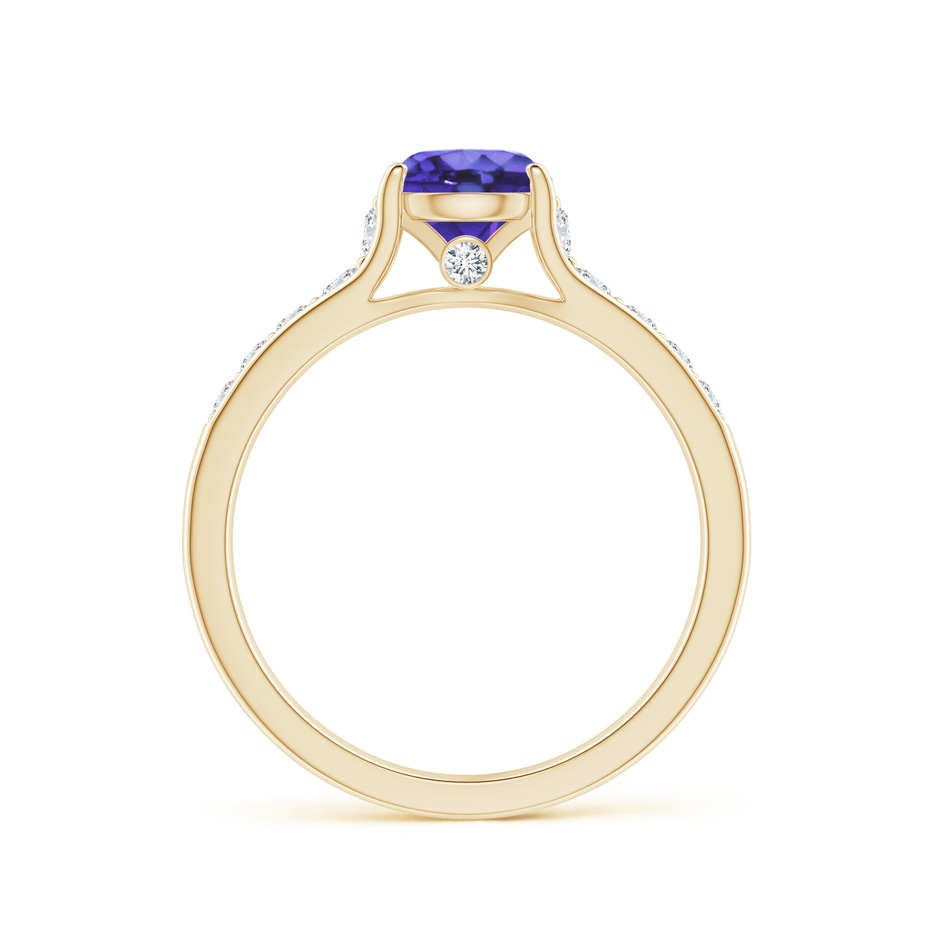 6mm AA Round Tanzanite Tapered Shank Solitaire Engagement Ring in Yellow Gold side 1