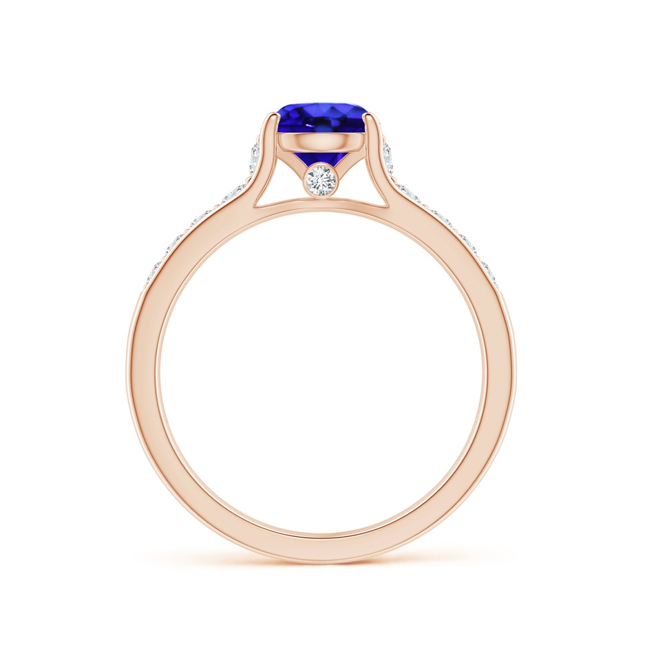 6mm AAA Round Tanzanite Tapered Shank Solitaire Engagement Ring in Rose Gold side 1