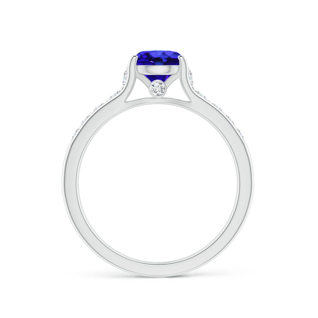 6mm AAA Round Tanzanite Tapered Shank Solitaire Engagement Ring in White Gold - side 1