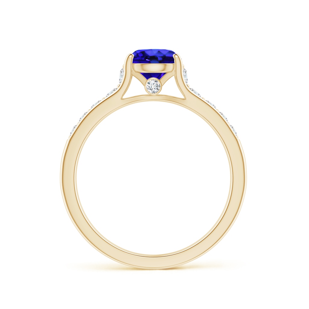 6mm AAA Round Tanzanite Tapered Shank Solitaire Engagement Ring in Yellow Gold - side 1
