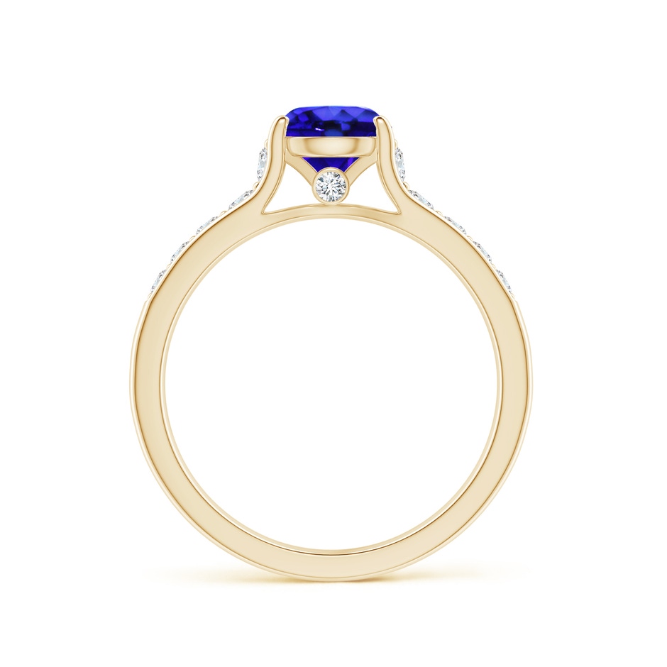 6mm AAA Round Tanzanite Tapered Shank Solitaire Engagement Ring in Yellow Gold side 1