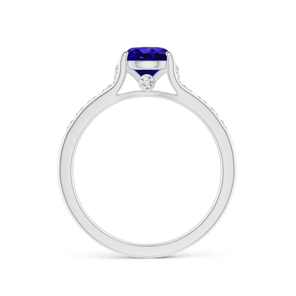 6mm AAAA Round Tanzanite Tapered Shank Solitaire Engagement Ring in P950 Platinum - side 1