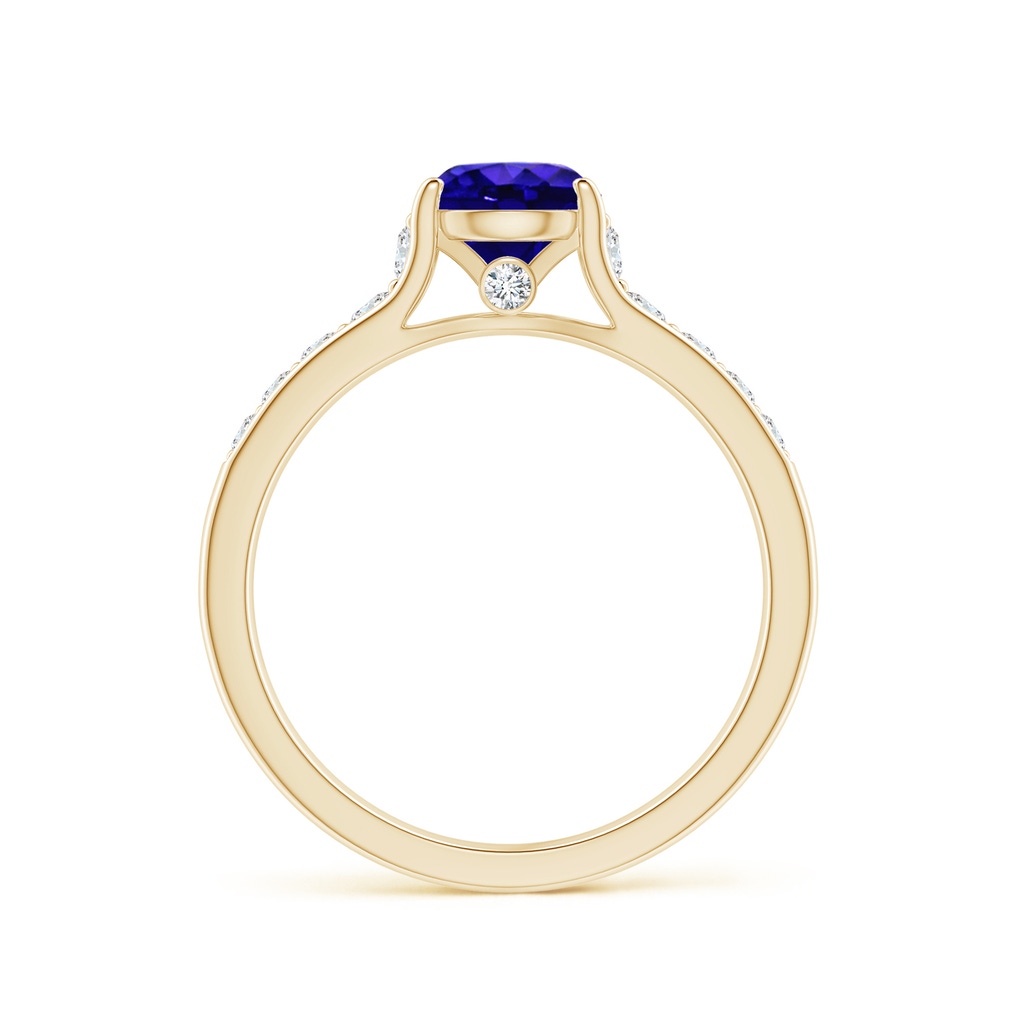 6mm AAAA Round Tanzanite Tapered Shank Solitaire Engagement Ring in Yellow Gold - side 1