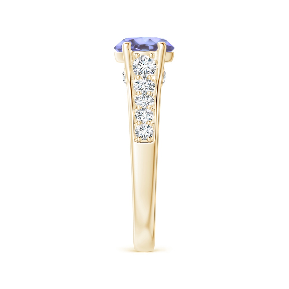 7mm A Round Tanzanite Tapered Shank Solitaire Engagement Ring in Yellow Gold side 2