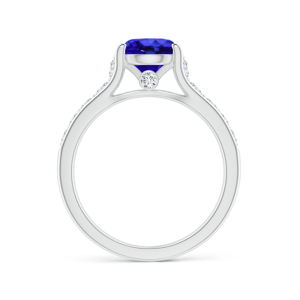 7mm AAA Round Tanzanite Tapered Shank Solitaire Engagement Ring in White Gold Side 1