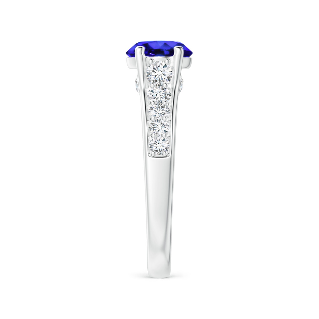 7mm AAA Round Tanzanite Tapered Shank Solitaire Engagement Ring in White Gold Side 2