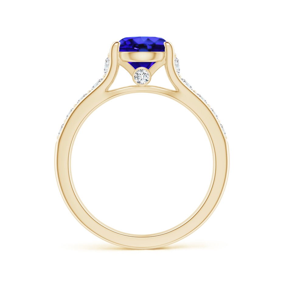 7mm AAA Round Tanzanite Tapered Shank Solitaire Engagement Ring in Yellow Gold side 1