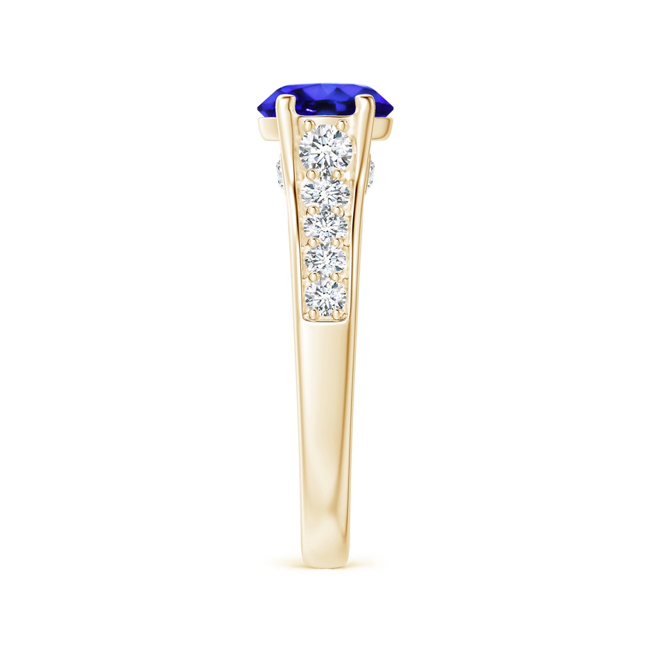 7mm AAA Round Tanzanite Tapered Shank Solitaire Engagement Ring in Yellow Gold side 2
