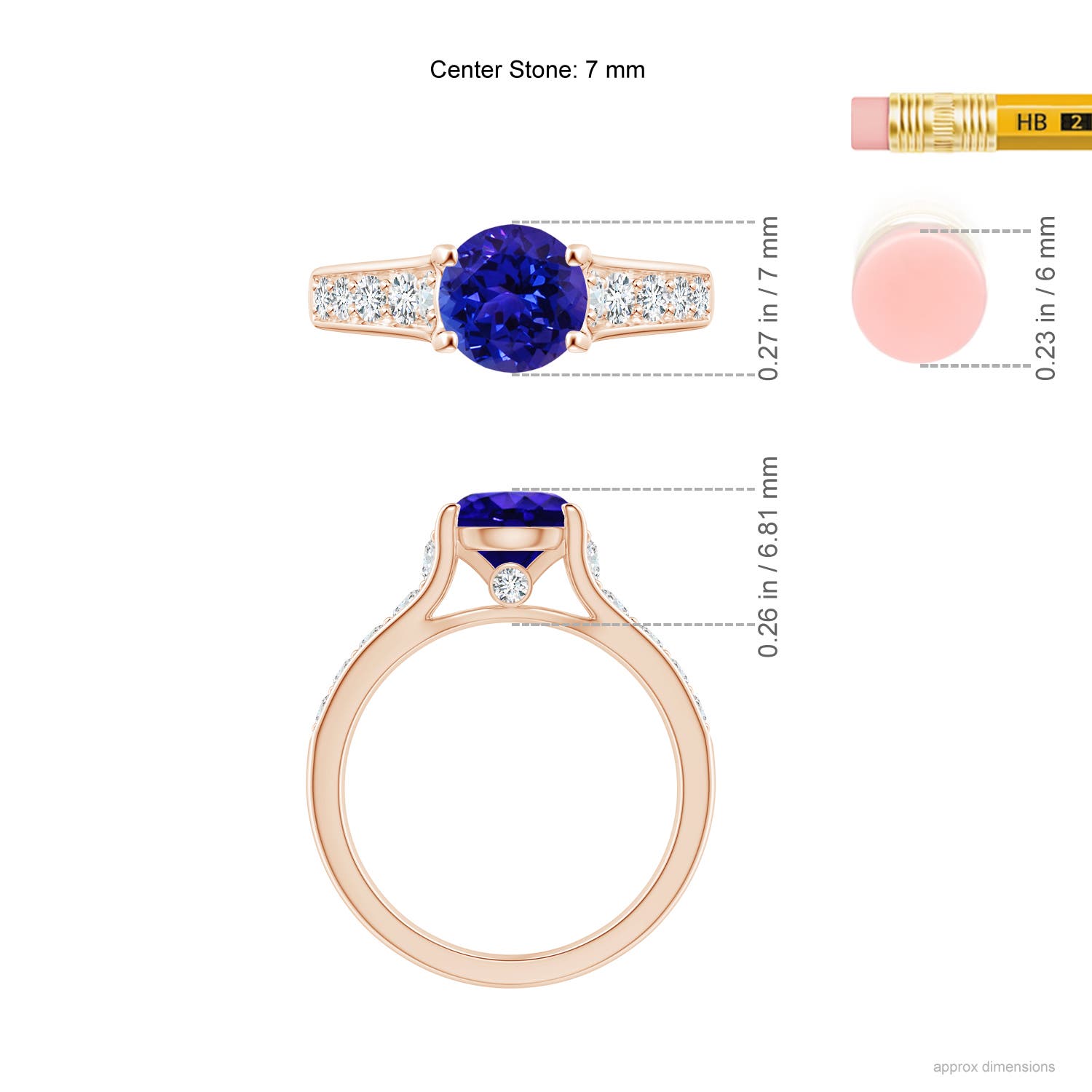 AAAA - Tanzanite / 1.99 CT / 14 KT Rose Gold